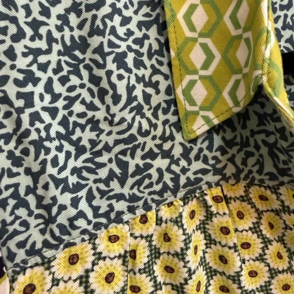 Anthropologie Maeve The Paz Mixed Print Button down Top Dogs - Picture 11 of 15